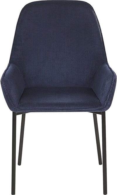 LOVERNA - Eetkamerstoel - Donkerblauw - Corduroy