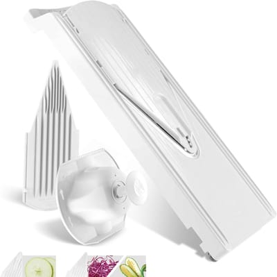 Börner Mandoline V3 Basic | 3-delige set | 2 snijdiktes | BPA-vrij en Roestvrij | Wit