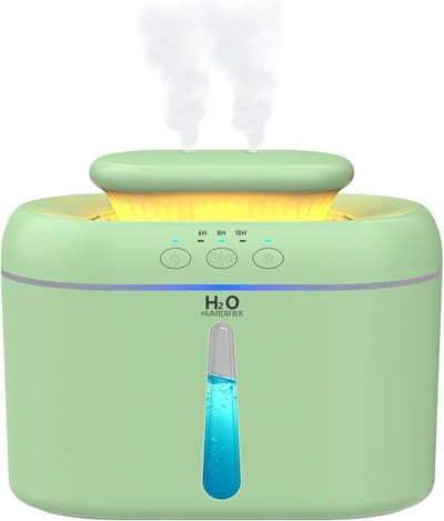 Luchtbevochtiger 2L Slaapkamer – Ultra Stil (20 dB) - Groen, Top-Fill, Timer, Voor Grote Ruimtes, Kinderkamer & Planten