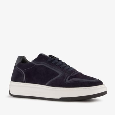 Van Beers suède heren sneakers blauw - Maat 41 - Echt leer - Uitneembare zool