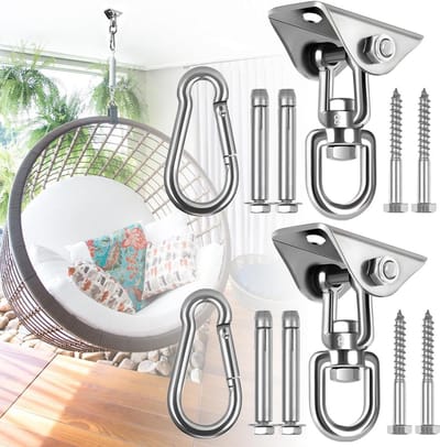 Hangmat Ophangkit - Hangstoel Hardware - Ontspannen Buiten - 360 Graden Rotatie - 1200 lbs - Zilver