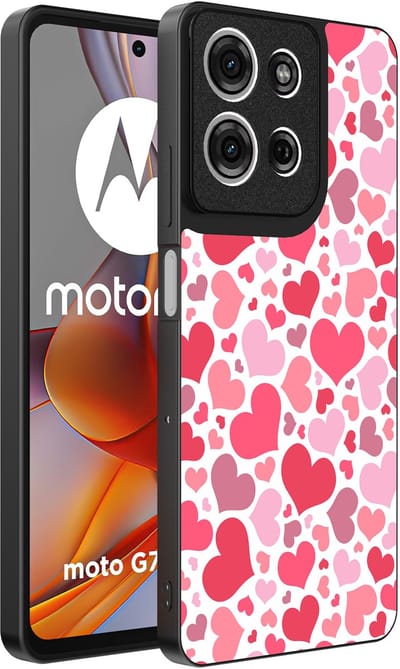 Smartphonica Telefoonhoesje Geschikt voor Motorola Moto G75 met Hartjes Print - Hearts Design TPU Backcover Case - Kinder Hoesje met Hartjes Design geschikt voor Motorola Moto G75