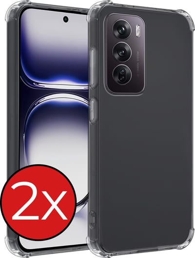 Hoesje - 2 Stuks - Geschikt voor OPPO Reno 12 - Sterk & Shockproof - Back Cover - Siliconen Case - Telefoon Hoes Shock Proof - Telefoonhoes - Transparant