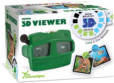 Science4you Retro 3D Viewer voor Kinderen – Retro Speelgoed met Verrekijker en 3D-Beelden van Land- en Zeedieren, Cadeau voor Jongens en Meisjes