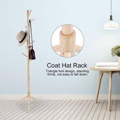 Boomstijl Houten Jas Hoed Rek Kleding Hoed Standaard Staande Hanger Vloerstandaard Slaapkamer beige