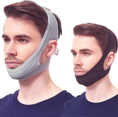 Kinband - Geschikt voor CPAP-gebruikers, 2-delige mesh anti-snurk kinband Verstelbare kinband om de mond tijdens het slapen gesloten te houden - Universele pasvorm