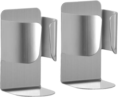 Dailygoods - 2 stuks roestvrijstalen zelfklevende tandenborstelhouder voor muur