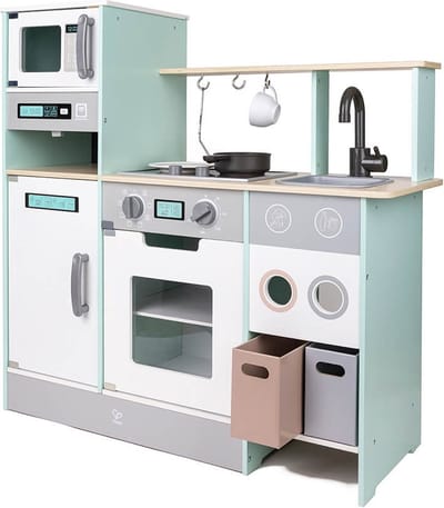 Eurekakids Master Kitchen Pastel - Houten Speelkeuken met Accessoires - Keukentje voor Kinderen van Hout met Veel Mogelijkheden