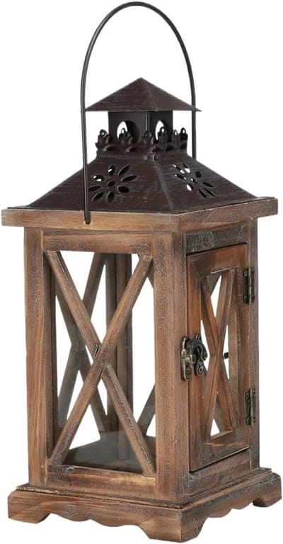 Houten Kaars Lantaarn - Wind Lamp - Sfeer Creëren - Stevige Constructie - 10x10x10 mm - Bruin
