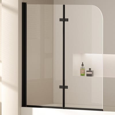 Vouwbaar Badscherm met Zwart Frame en Veiligheidsglas