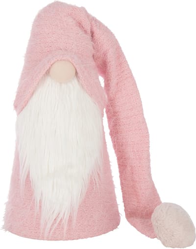 J-Line figuur Kerstman Winter - polyresin - roze/wit - large