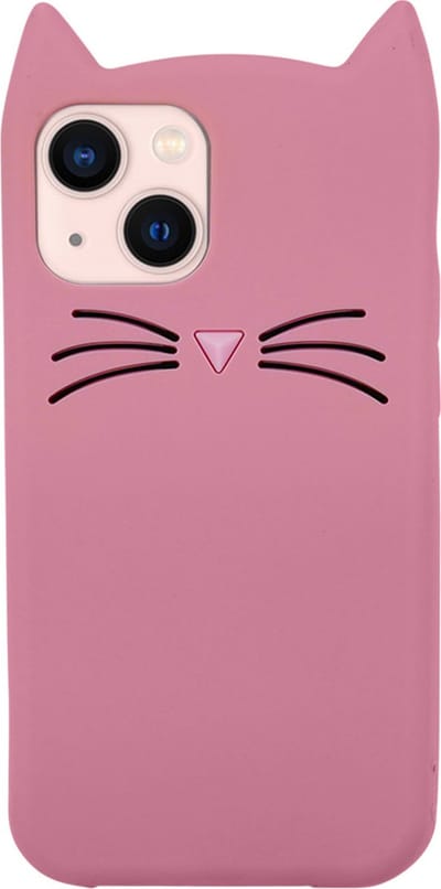 Peachy Schattige kat siliconen hoesje geschikt voor iPhone 13 - roze