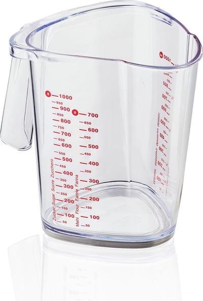 Leifheit Comfortline maatbeker - 1 liter - incl. antislipbodem - incl. schenktuit - vaatwasserbestendig - transparant