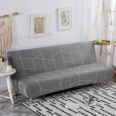 Meijumer All-inclusive Sofahoes Bloemen Zonder Armleuning Slaapbankhoes Strakke Wrap Elastische Beschermer Slipcover Bankhoes 150-185cm gray