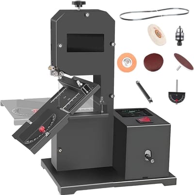 Tafelbandzaag - Houtzaagmachine - Modelbouw - Kantelbare metalen tafel - 70 mm zaagcapaciteit - Zwart