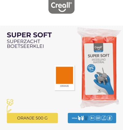Creall - Boetseerklei Supersoft - Oranje - 500 gram - glutenvrij - gemaakt in Nederland
