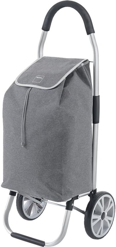 Metaltex - Boodschappentrolley - Boodschappenwagen - 45 liter inhoud - Lichtgewicht Aluminium - Opvouwbaar - Ergonomisch Handvat - Grote Wielen - 20cm - Denim Grijs
