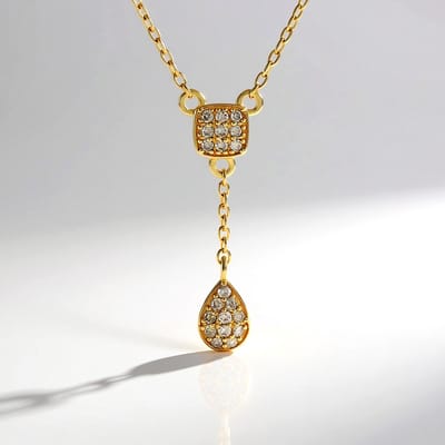 Cavill - Zilveren Halsketting 925 Sterling Zilver Verguld - 20x I2 Champagne Ronde Briljant Diamant Pavé 0,156 ct - Elegante Damessieraad Melo Essence