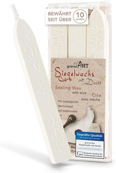 Flexibele Zegelwas Set - 3 Staven Wit, Ongedeerd - Vintage Stijl voor Brieven en Cadeaus