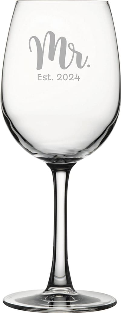 Gegraveerde witte wijnglas 36cl Mr. Est. 2024