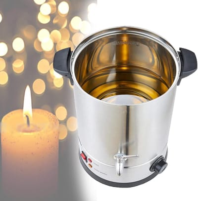 Wax Smeltkroes - Wax Melter - Kaarsen Maken - Snelle Giet Tuit - 10 Liter - Zilver