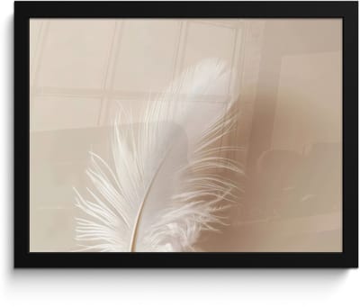 Poster in lijst - Fotolijst 40x30 cm - Posters - Veer - Minimalistisch - Roze - Posterlijst zwart - Decoratie - Wanddecoratie woonkamer - Muurdecoratie slaapkamer