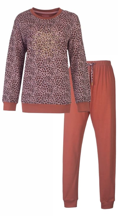 Irresistible Dames Pyjama - Lange Mouwen - Panter Print - Roze - Maat S