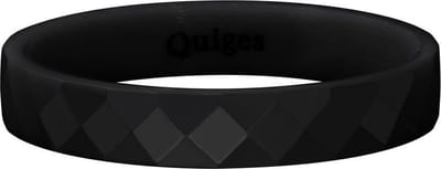 Quiges Stapelring Dames - Vulring Facet - Keramiek Zwart - Maat 19 - Hoogte 4mm
