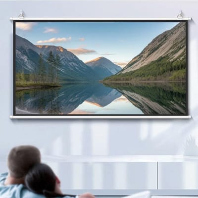 Draagbaar Projectiescherm - Filmscherm Muurbevestiging - Home Cinema - Handmatig Oprolbaar - 50 Inch 16:9 - Wit