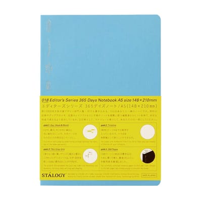 365 Dagen Notitieboek A5 Blauw Dagboek Agenda