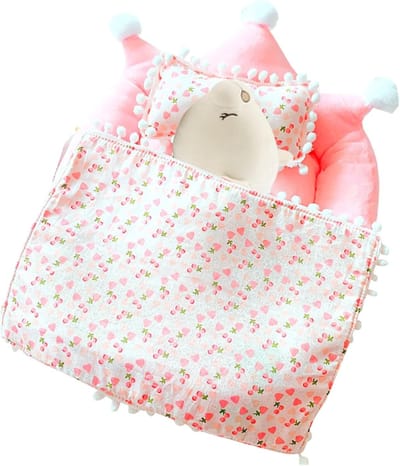 Poppen Beddengoed - Poppen Accessoires - Rollenspel Speelgoed - Decoratief Speelmeubel - 32x30cm - Roze