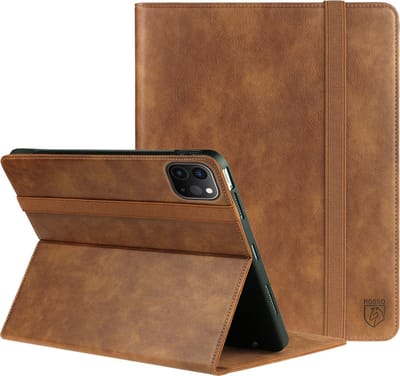 Rosso Element Hoes met Penhouder Geschikt voor Apple iPad Pro 11 (2018/2020/2021/2022) - Verstelbare Book Case met Sleep/Wake Functie en Elastische Band Bruin