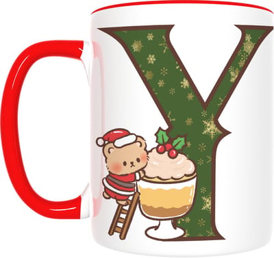 Kerst Mok met Letter Y & Beer – Feestelijk Cadeau met Cadeautje – Inclusief Cadeauverpakking – 350ml