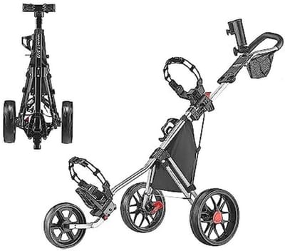 Lichtgewicht Golf Push Cart met 3 Wielen - Eenvoudig Op te Vouwen en Compact