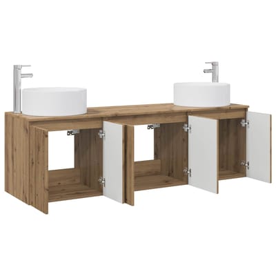 vidaXL - Badkamerkast - set - 3 - st - Artisanaal - eiken - 161,5 - x - 44,5 - x - 80 - cm