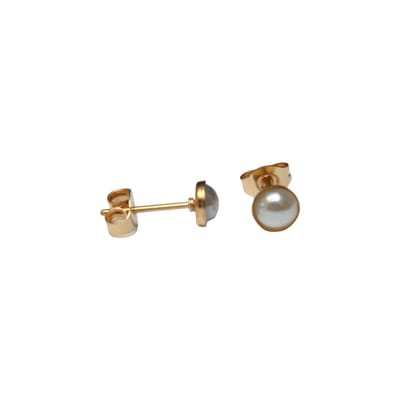 Rvs sieraden - Oorbellen dames- Goudkleurige stalen witte parels -5mm