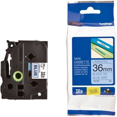 Brother TZe-561 Labeltape Kunststof Tapekleur: Blauw Tekstkleur: Zwart 36 mm 8 m