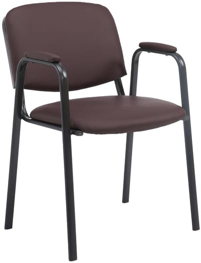 CLP Ken Pro - Stapelstoel - armleuningen - zwart - 150 kg - Kunstleer/bruin