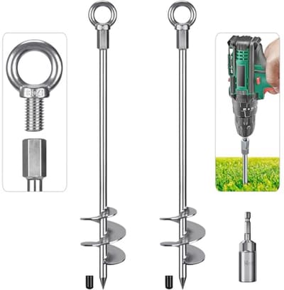 Heavy Duty Grondanker 61 cm - Metalen Aarde Staak Spiraal Blade Schroef voor Camping en Tuin
