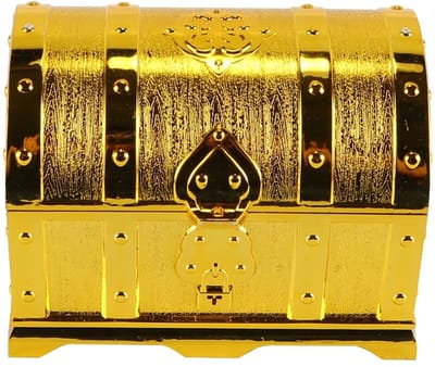 Dailygoods- Piratenschatkist Goud - Afsluitbaar met Slot - Draagbaar Retro-ontwerp - Antislipbodem - Klinknagelrand - Handgemaakt en Duurzaam - Schatkist