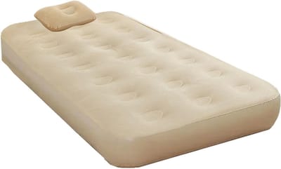 Opblaasbaar Bed - Gastenbed Luchtbed - Kamperen Logeren - Automatische Ingebouwde Pomp - Dubbel formaat - Beige