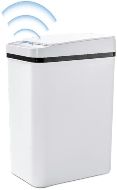 Dailygoods - Automatische vuilnisemmer - Sensor-vuilnisemmer - 12 liter met flip-cover - Wit - Waterdicht en geluidloos - Geschikt voor keuken en badk...