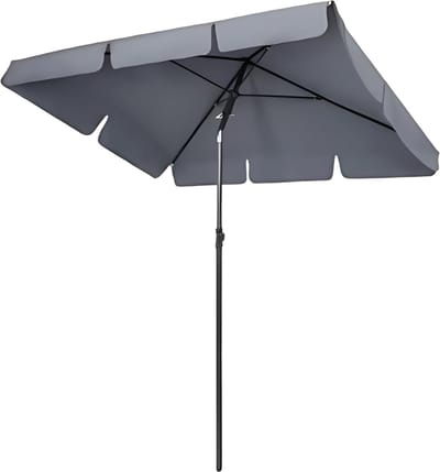 Rechthoekige Parasol - Buitenparaplu - Zonneparaplu -Luifel - Voor patio, tuin & markt - UV-bescherming en koeleffect - Opvouwbare, regendichte zonneparaplu - Grijs