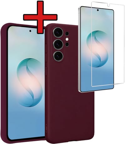 Hoesje - Met Screenprotector - Geschikt voor Samsung Galaxy S26 Ultra - Sterk & Shockproof - Telefoon Hoes - Back Cover - Siliconen Case - Telefoonhoes - Aubergine