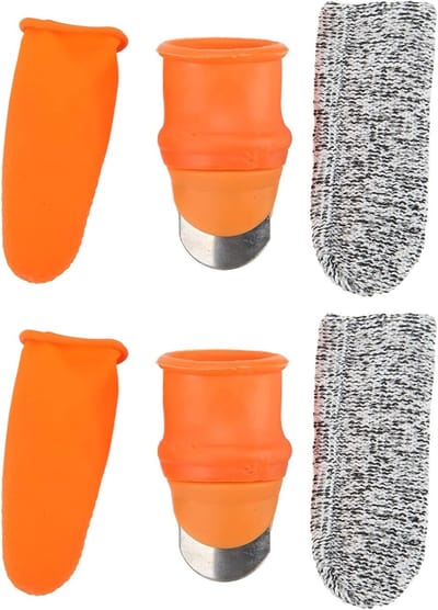 Set van 6 Tuinvingermessen met Rubber Nylon Vingerbescherming voor Efficiënt Plukken en Snoeien in de Tuin