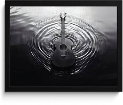 Poster in lijst - Fotolijst 40x30 cm - Posters - Gitaar - Hout - Water - Posterlijst zwart - Decoratie - Wanddecoratie woonkamer - Muurdecoratie slaapkamer