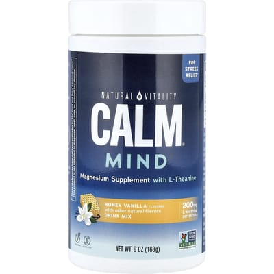Natuurlijke vitaliteit, kalme geest, magnesium (met l-theanine) Supplementdrankmix, honing-vanille, 170 ml (168 g)