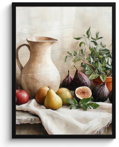 Poster in lijst - Fotolijst 50x70 cm - Posters - Fruit - Kruiden - Landelijk - Posterlijst zwart - Decoratie - Wanddecoratie woonkamer - Muurdecoratie slaapkamer