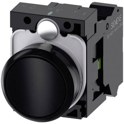 Siemens 3SU11000AB103BA0 3SU1100-0AB10-3BA0 Druktoets Kunststof frontring, Rond Knop Zwart 1 stuk(s)
