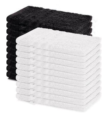 Lavea® Set van 20 washandjes 15x21 cm – 100% katoen – Zacht en absorberend – Ideaál als washandje, gastendoekje of handdoek voor dagelijks gebruik – Wit en Zwart